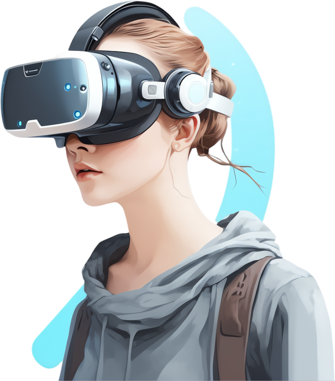 Girl wearing VR device